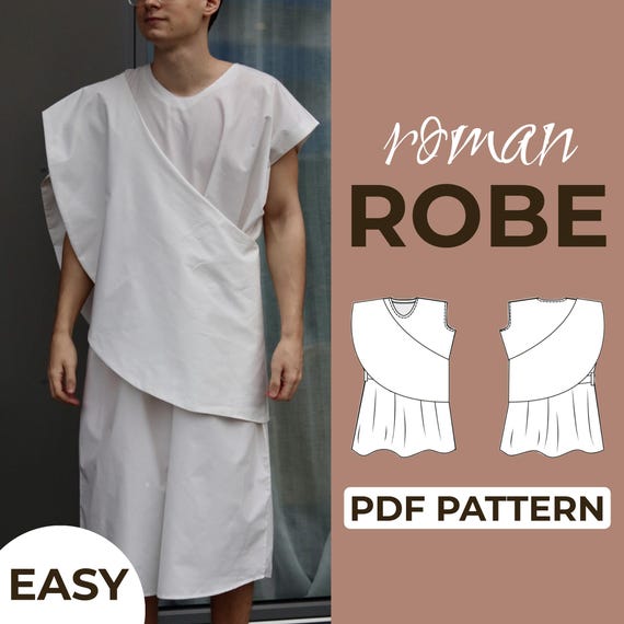 Greek Ancient Roman Robe Sewing Pattern | Toga Costume | Easy Beginner Pattern + Easy Illustrated Tutorial | XXS - 7XL | A0, A4 & US-Letter