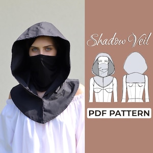Patrón de costura de velo / Tocado de traje de cosplay ninja / Patrón fácil para principiantes + Tutorial ilustrado fácil / S - L / A0, A4 y carta de EE. UU.