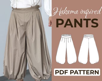 Hakama Pants Sewing Pattern | Hippie Harem Pants | Easy Beginner Pattern + Easy Illustrated Tutorial | XXS - 7XL | A0, A4 & US-Letter