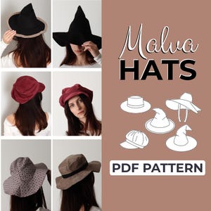 Patrón de costura para sombreros / Sombrero de pescador, sombrero de bruja, sombrero para el sol / Patrón fácil para principiantes + Tutorial ilustrado fácil / S - G / A0, A4 y tamaño carta de EE. UU.