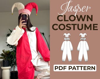 Clown Costume Set Sewing Pattern | Jester Cosplay Outfit | Pattern + Detailed Illustrated Instruction | XXS - 7XL | A0, A4 & US-Letter