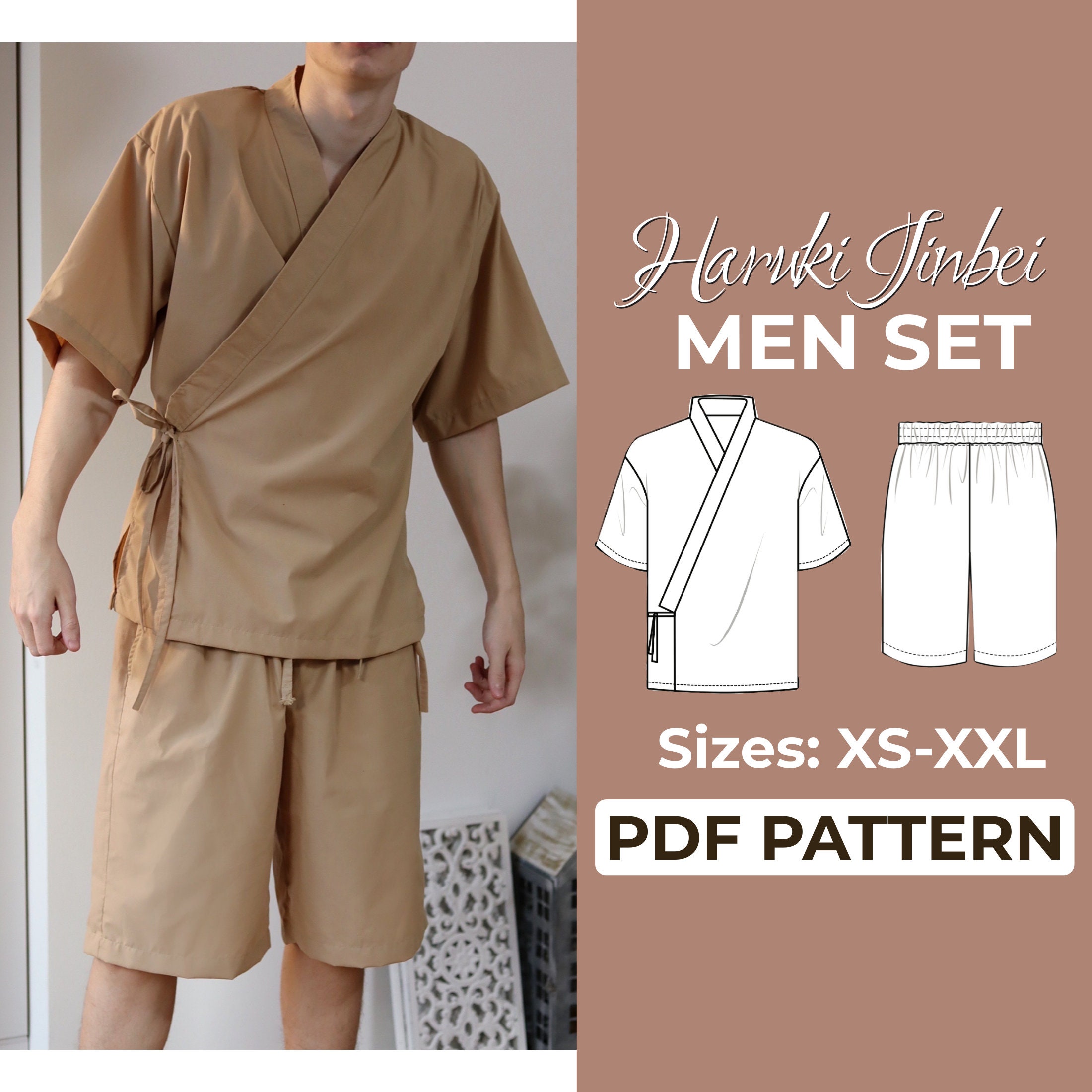 パンツ m.u Adjustable Short Pants JAPONESS Mens Japanese Shorts - Etsy