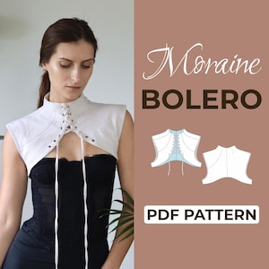 Bolero Sewing Pattern | Lace Up Bolero Shrug Pattern | Easy Beginner Pattern + Easy Illustrated Tutorial | XXS - 7XL | A0, A4 & US Letter