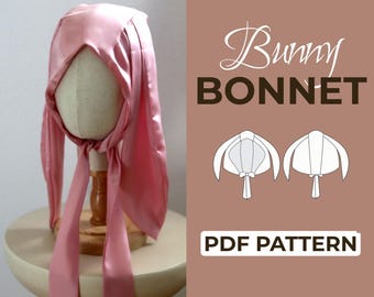 Bunny Bonnet Sewing Pattern | Bunny Ears Costume Cosplay | Easy Beginner Pattern + Easy Illustrated Tutorial | XXS - XL | A0, A4 & US Letter