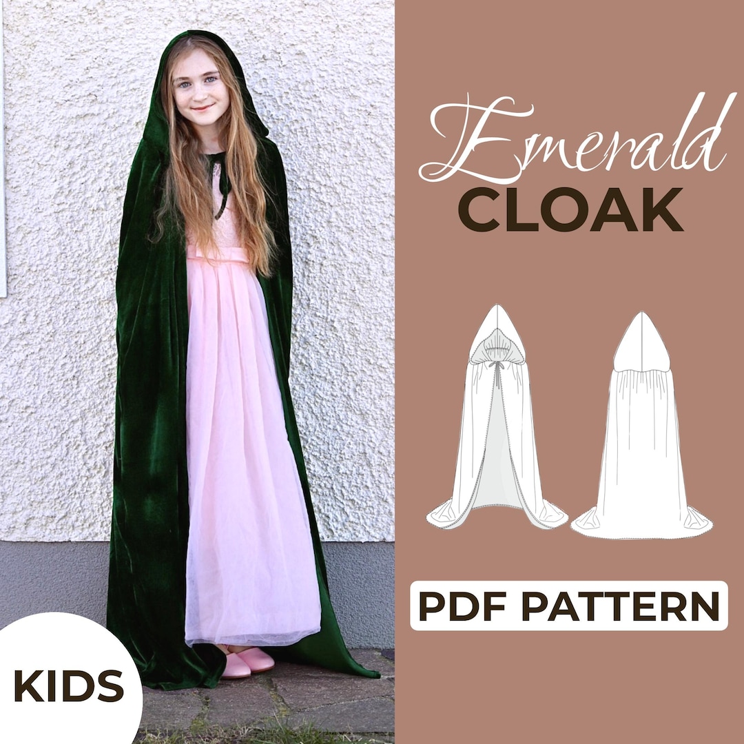 Medieval Hooded Cape Sewing Pattern for Kids | Cloak Costume | Beginner ...