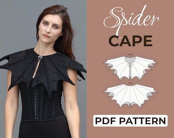 Spider Cape Collar Sewing Pattern | Halloween Costume | Easy Beginner Pattern + Easy Illustrated Tutorial | XXS - 7XL | A0, A4 & US Letter