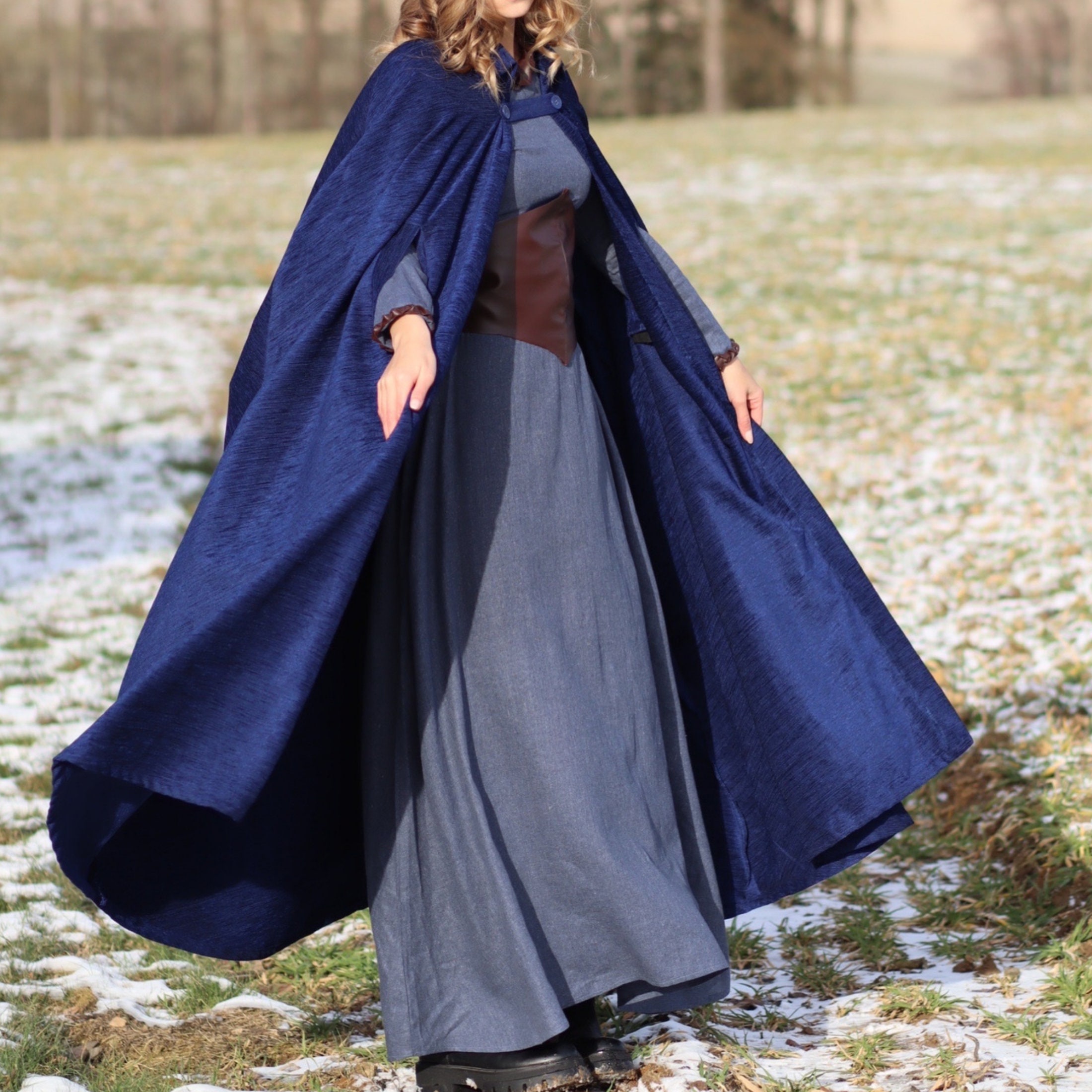 Green leaf pattern cloak（ロングマント） レディース