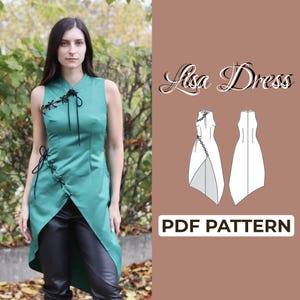 Cartamodello per abito fantasy / Costume da donna guerriera per cosplay / Cartamodello + istruzioni dettagliate / XXS - 7XL / A0, A4 e US-Letter