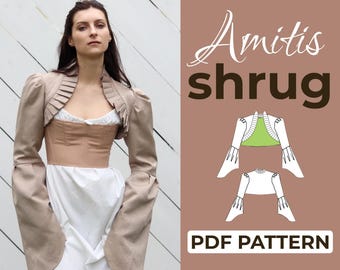 Bolero Shrug Sewing Pattern | Ren Faire Shrug Costume | Pattern + Detailed Illustrated Instruction | XXS - 7XL | A0, A4 & US-Letter