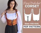 Underbust Corset Sewing Pattern | Cottagecore Corset Pattern | Pattern + Detailed Illustration Instruction | XXS - XXXL | A0, A4 & US-Letter