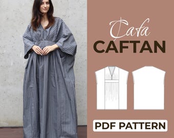 Kaftan Dress Sewing Pattern | Medieval Maxi Dress Costume | Pattern + Detailed Illustrated Instructions | XXS - 7XL | A0, A4 & US-Letter