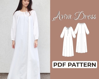 Peasant Dress Sewing Pattern | Regency Maxi Dress | Pattern + Detailed Illustrated Instructions | XXS - 7XL | A0, A4 & US-Letter