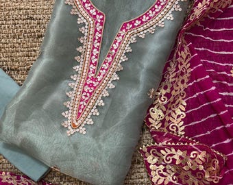 Hand Embroidered 3 Piece Shalwar Kameez For Women Gotta Patti Work Indian Suits For Wedding Partywear Punjabi Suit Size Customize available