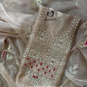 Indian Suit Hand Embroidered 3 Piece Salwar Kameez Women Gotta Patti Work Suits For Wedding Partywear Punjabi Suit Size Customize available