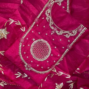 Chanderi Rani Pink Salwar kameez With Hand Pearl Work Shalwar Kameez Punjabi Suit For Women Wedding Partywear Indian Suits Dress Custom Size