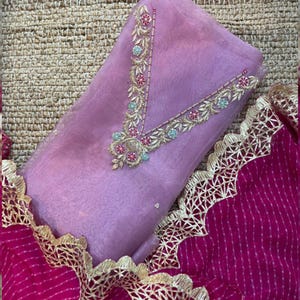 Hand Embroidery Pink Salwar Kameez With Gotta Patti Work Indian Women Wedding Partywear Kurta Dupatta Dress Personalized Gift Custom size