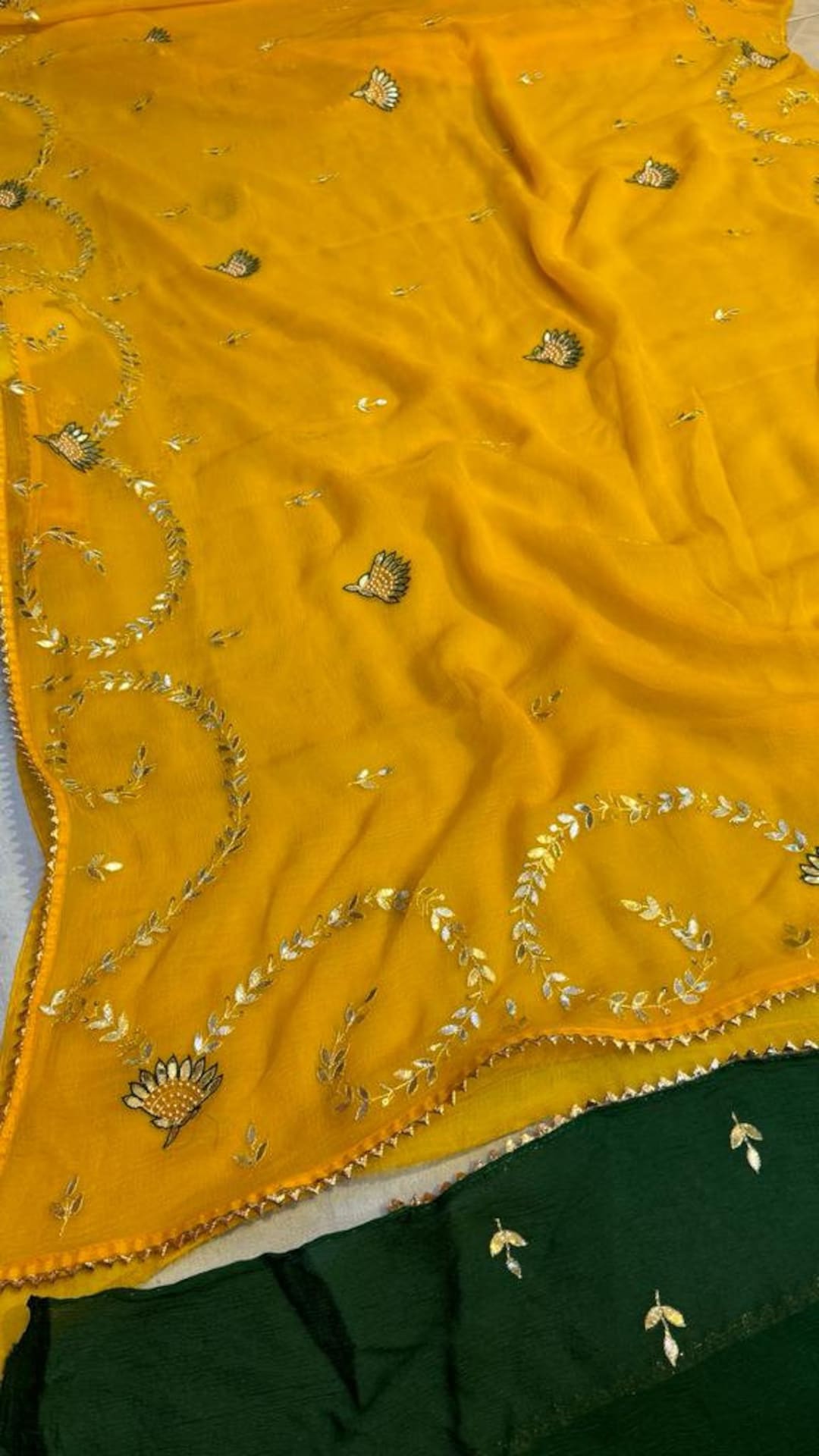 Indian Handmade Designer Pure Diamond Chiffon Yellow Saree - Etsy