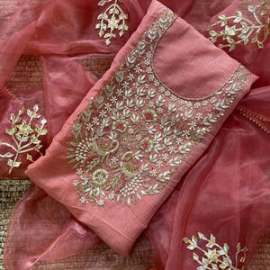 Organza Salwar Kameez for Wedding Party Punjabi Suit For Women Hand Embroidery Gotta Patti Zardozi work Kurti Pant With Dupatta Size Custom