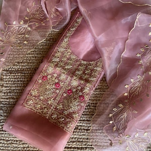 Organza Pink Salwar Kameez With Gotta Patti Indian Suit For Women Wedding Partywear Punjabi Suits Gift For Mother Day Special, Size Custom