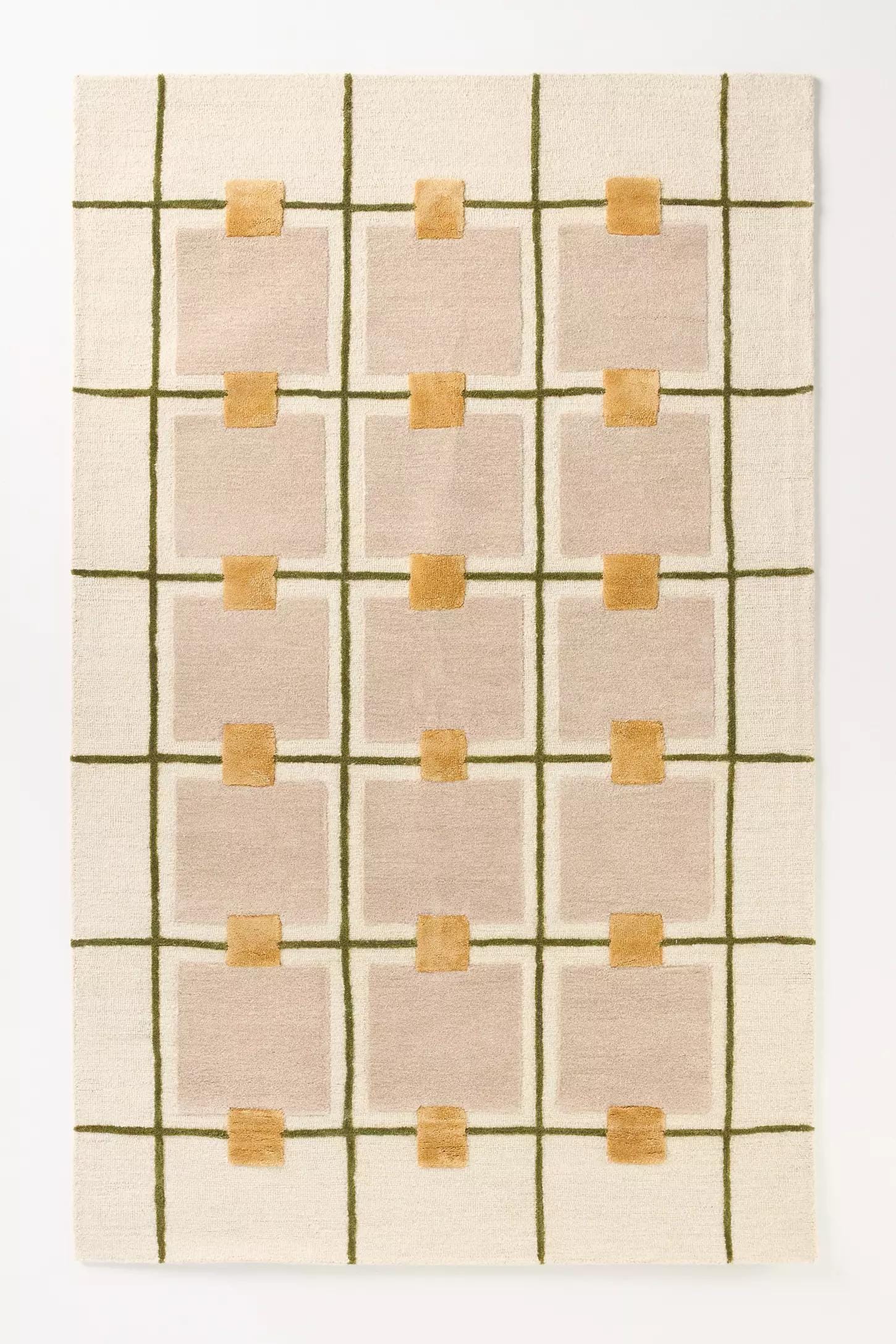 Anthropologie Greer Taupe Handmade Tufted Wool Area Rug For Bedroom Livingroom Office Kitchen Nursery Entryway modern Rug