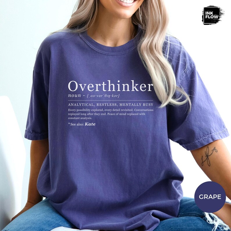 Funny Overthinker Definition Comfort Colors T-Shirt – Funny Mental Health Personalized Name Tee image 10