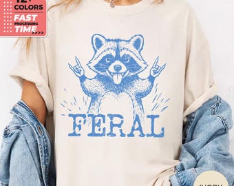 Feral Raccoon Comfort Colors Shirt – Funny Trash Panda Graphic T-Shirt, Retro Animal Tee