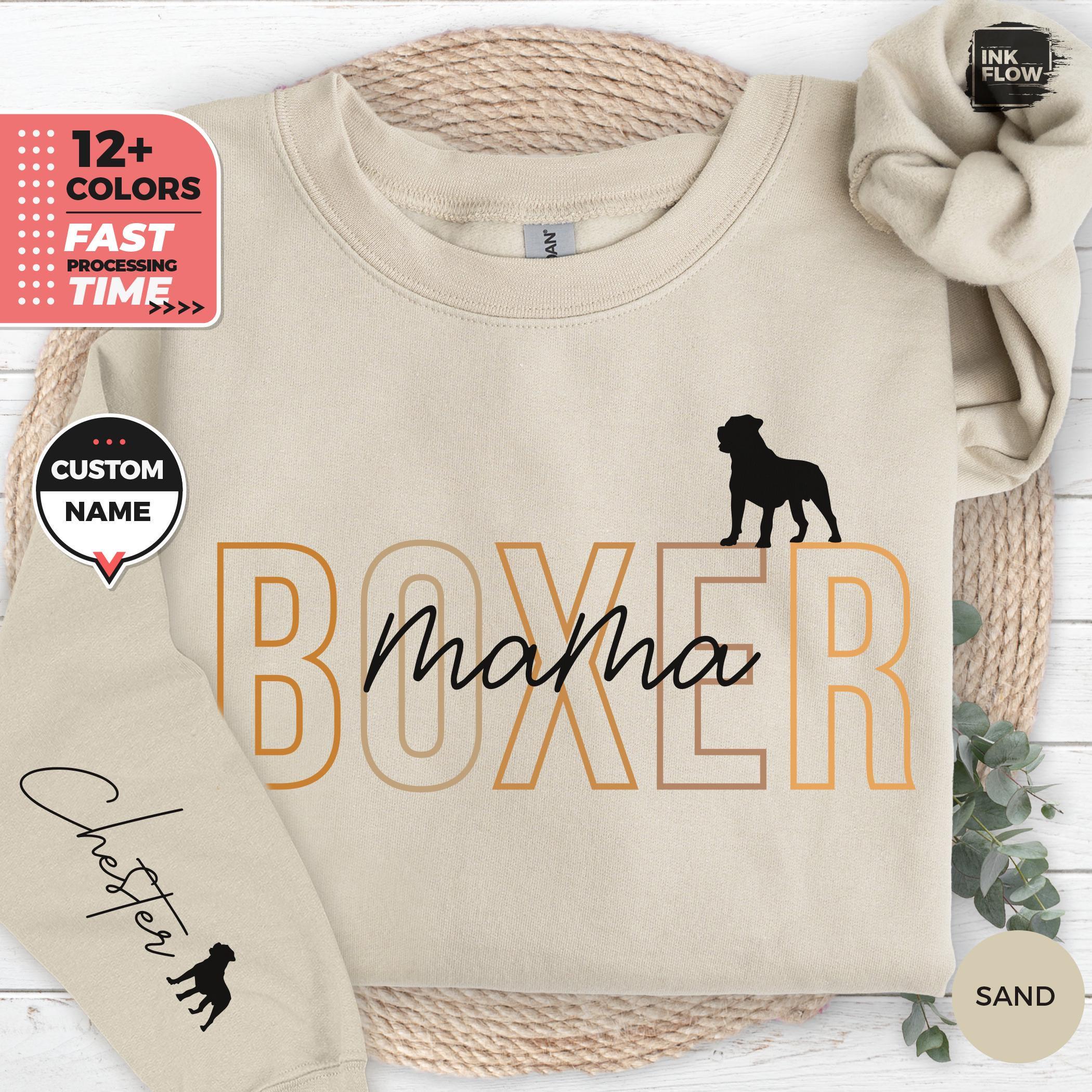 Custom Dog Mama Sweatshirt, Boxer Dog Name, Personalized Pet Lover - Main Image