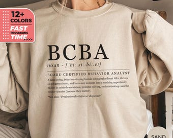 Sudadera divertida con la definición de BCBA, suéter de analista de conducta certificado, camiseta divertida con la definición de BCBA, sudadera con capucha con humor médico, camiseta de enfermera