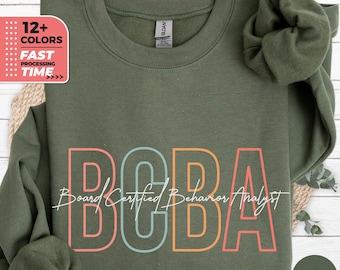 BCBA Boho Sweatshirt, Board Certified Behavior Analyst Sweater, Professional Vintage Gift, BCBA Retro Hoodie, Retro Gift for Analysts