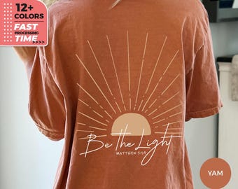 Sei das Licht Back Print Shirt, Christian Comfort Colors® T-Shirt, Matthäus 5:14, Minimales christliches T-Shirt, Bibel Vers T-Shirt, sei das Licht Top