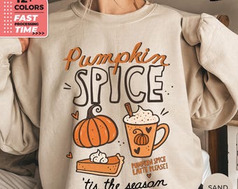 Felpa Pumpkin Spice – Maglione autunnale, Felpa con cappuccio Pumpkin Spice Latte, Top accogliente per l'autunno