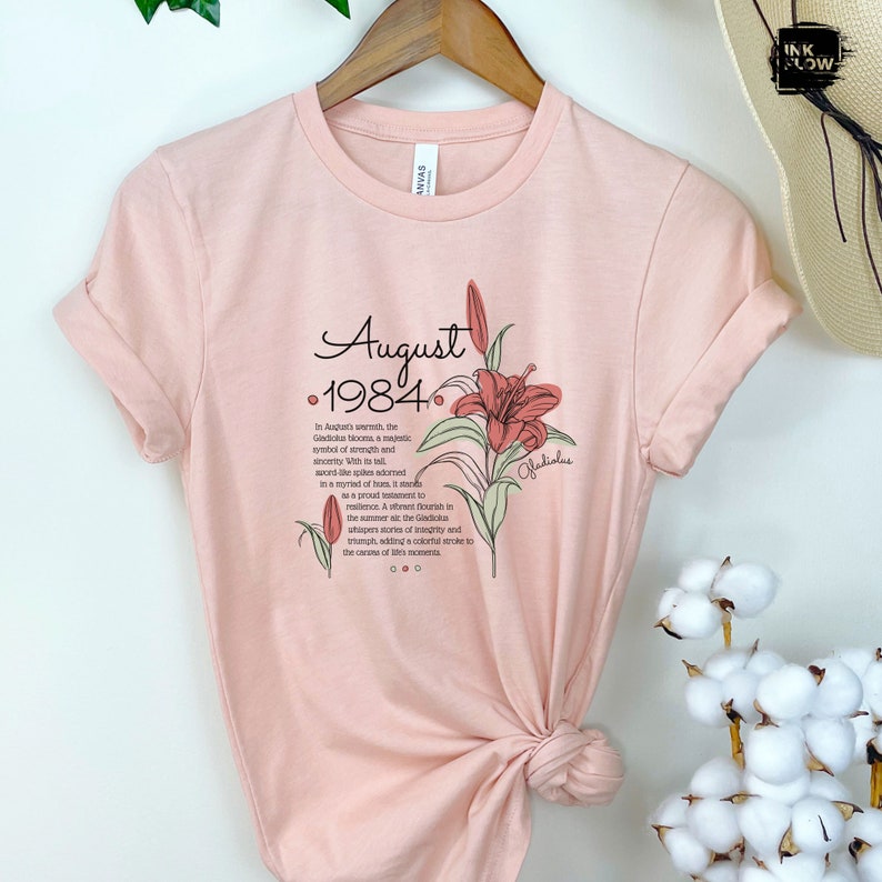 August Birth Flower T-shirt, Custom Year Inspirational Shirt, Floral ...