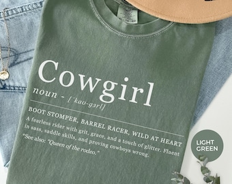 Zabawna koszulka z kowbojką, Comfort Colors® Western Rodeo Tee, koszula w stylu rancza, koszulka z humorem kowbojki na prezent, zabawna koszulka