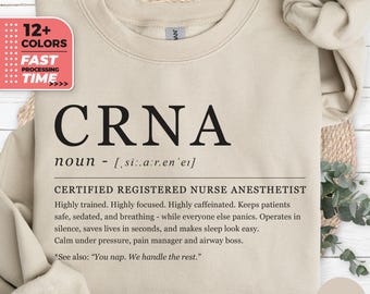 Sudadera con definición divertida de CRNA, enfermera anestesista certificada, suéter de cuello redondo de CRNA, regalo de CRNA para ella, sudadera con capucha divertida de anestesia