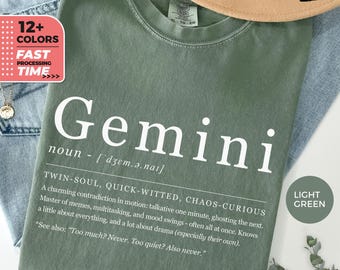 Funny Gemini Definition T-Shirt, Comfort Colors® Astrology Shirt, Funny Horoscope Gift for Her, Zodiac Sign TShirt, Gemini Definition Shirt