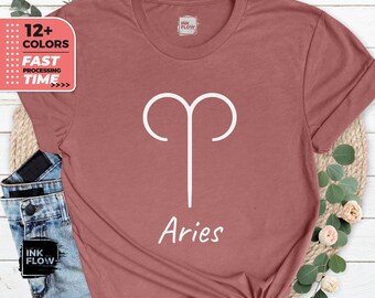 Aries Zodiac T-Shirt, Birthday Gift for Aries Women, March April Birthday Sweater, Crewneck Top, Astrology Aries T-Shirt Gift,Ggift for Her