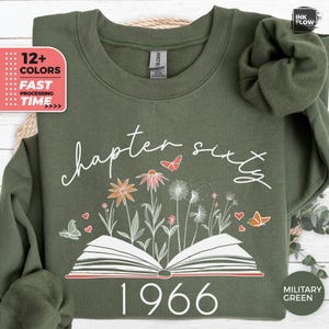 Boho Chapter Sixty Birthday Sweatshirt, 60th Birthday Gift For Book Lovers, 1965 Floral Boho Vintage Sweater, Turning 60, Sixty Milestone