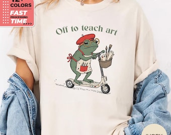 Off To Teach Art Comfort Colors Shirt – Art Teacher Frog T-Shirt, Creative Teacher Tee, Art Teacher Gift