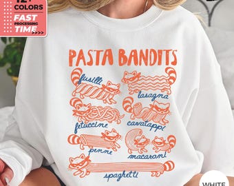 Sweat-shirt Pasta Bandits – Pull raton laveur rigolo, Sweat à capuche pour les amoureux des pâtes, Haut Foodie Trash Panda