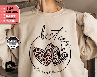 Personalized Besties Sweatshirt, Best Friends Matching Sweater, Crewneck Sweatshirt, Custom Besties Shirts, Cute and Funny Gift for Her
