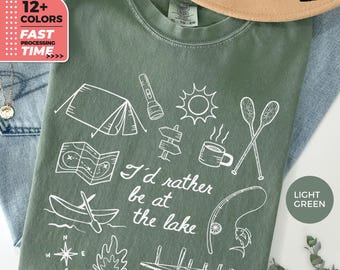 Id Rather Be At The Lake Comfort Colors T-Shirt – Camping Lake Life Graphic Tee