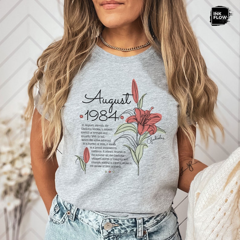 August Birth Flower T-shirt, Custom Year Inspirational Shirt, Floral ...
