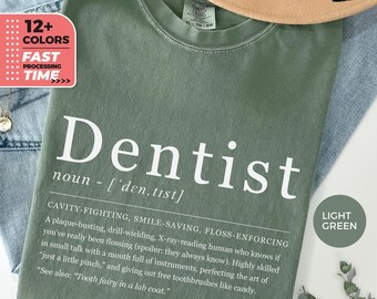 Zabawna koszulka dentystyczna Definicja, koszulka Comfort Colors® Dental Squad, zabawny prezent dla higienisty stomatologicznego, koszulka asystenta stomatologicznego, prezent na ukończenie szkoły