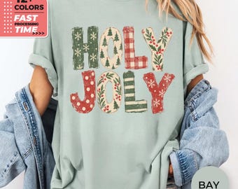 T-shirt Holly Jolly Comfort Colors – T-shirt de Noël rétro, T-shirt festif, Haut de Noël vintage
