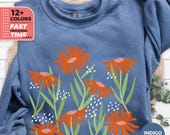 Retro Floral Sweatshirt – Boho Wildflower Aesthetic Crewneck