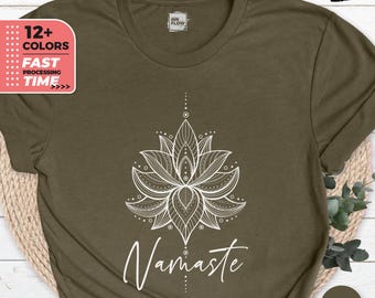 Namaste Lotus Blume T-Shirt für Frauen, Meditation Hoodie, Yoga T-Shirt, Mandala Pullover, Lotus Blume Geschenk, Namaste Zitat T-Shirt