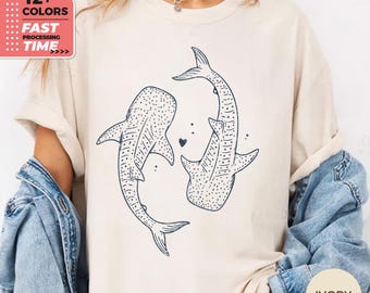 Whale Shark Comfort Colors T-Shirt – Minimal Ocean Life Marine Graphic Tee