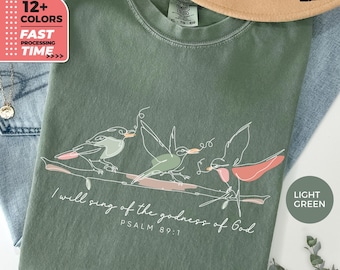 Christian Birds Comfort Farben T-Shirt, werde ich von der Güte Gottes Tee singen