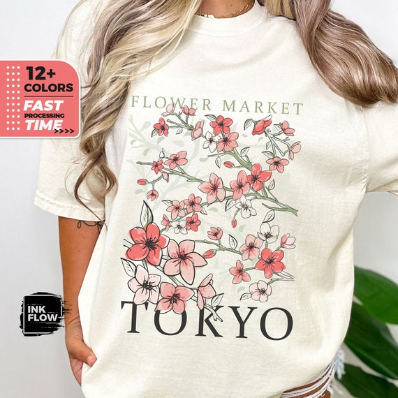 Tokyo Wildflowers T-shirt for Women, Flower Market Shirt, Floral 