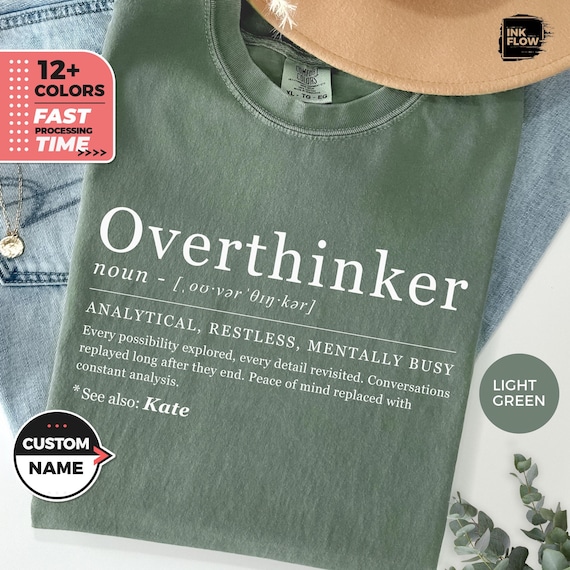 Funny Overthinker Definition Comfort Colors T-Shirt – Funny Mental Health Personalized Name Tee
